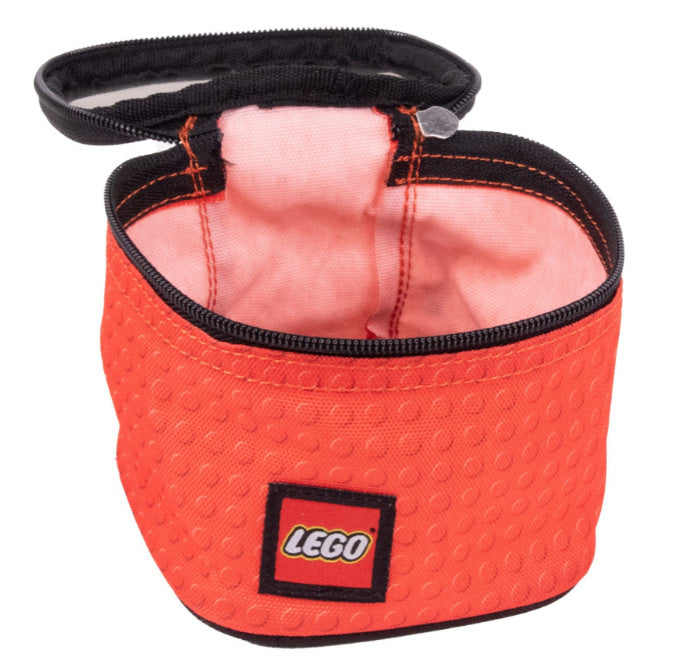 Pomarańczowy organizer LEGO na klocki z zamkiem i miękką wyściółką do przechowywania klocków