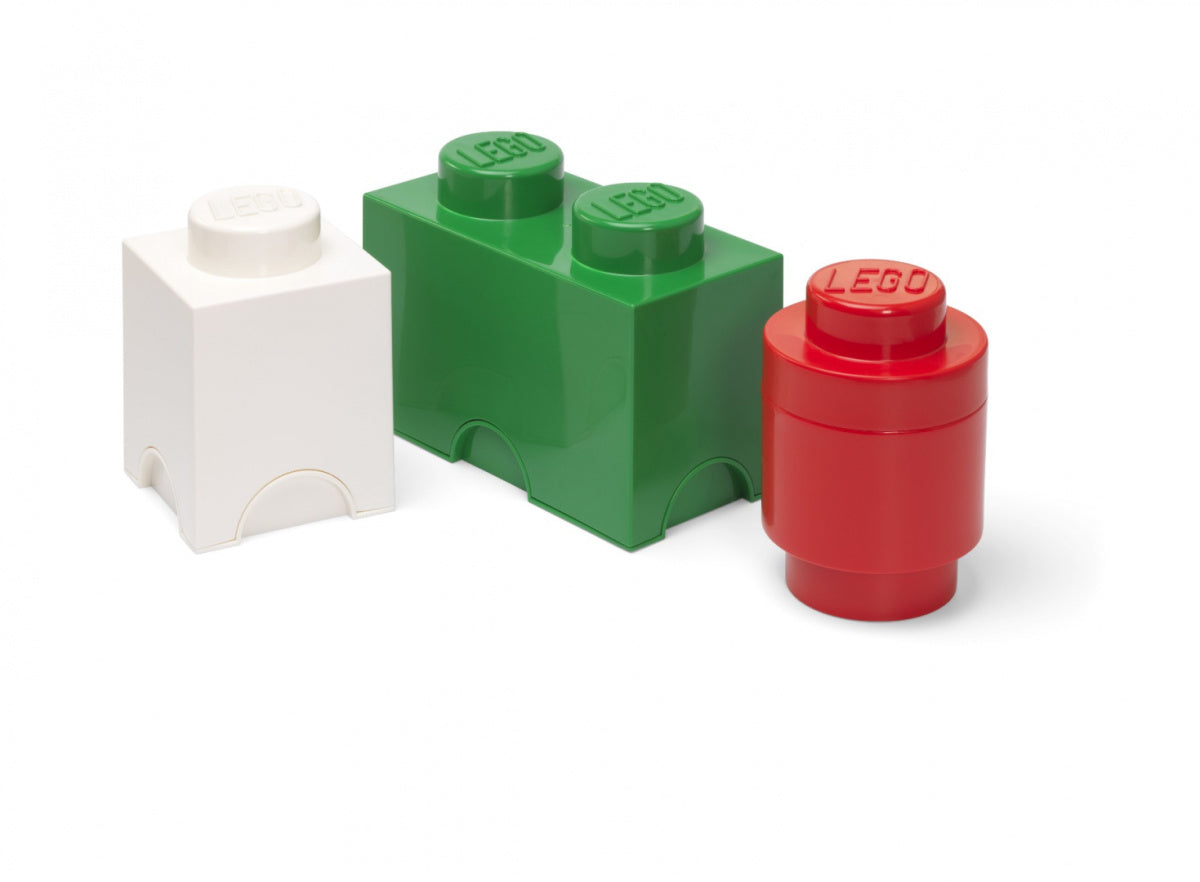 Zestaw pojemników lego 3w1 w kolorach białym, zielonym i czerwonym od BV JACOB COMPANY