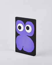 Notatnik artystyczny BV JACOB COMPANY z czarną okładką ozdobioną fioletowym wzorem i białymi oczami