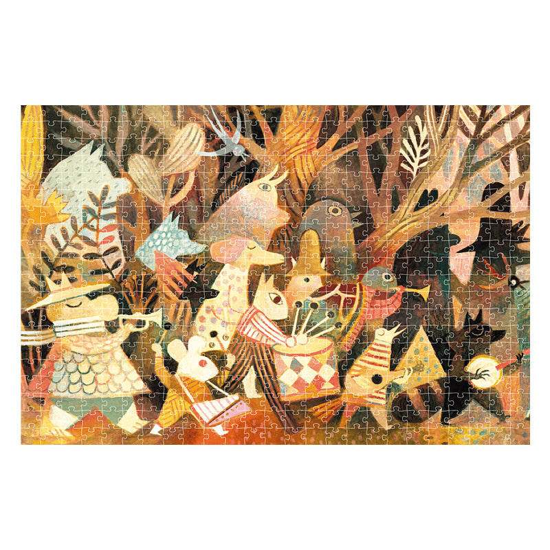 Puzzle artystyczne 500 elementów przedstawiające muzykujące zwierzęta w lesie od marki mideer