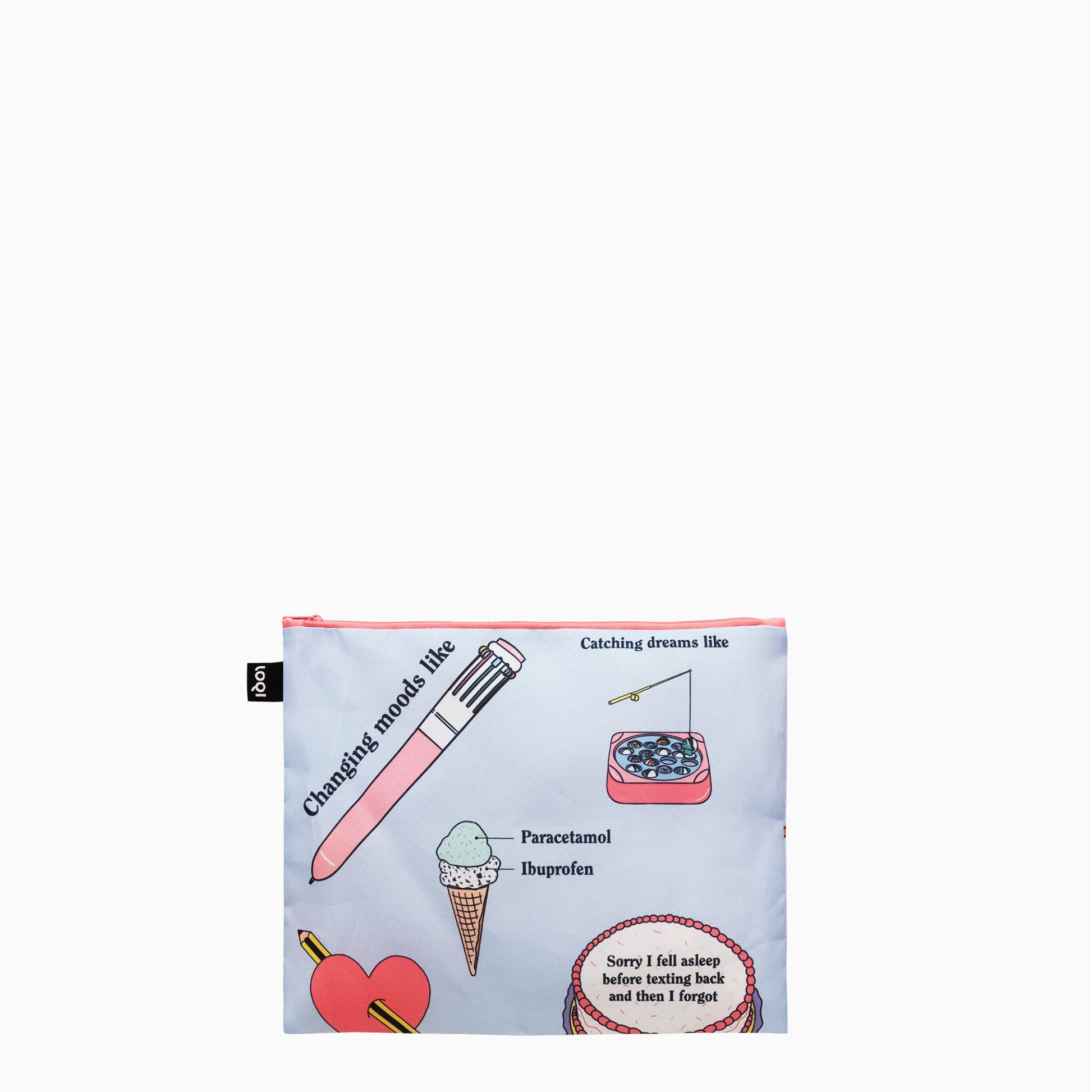 Zestaw saszetek LOQI z różnorodnymi kolorowymi nadrukami i zamkiem błyskawicznym