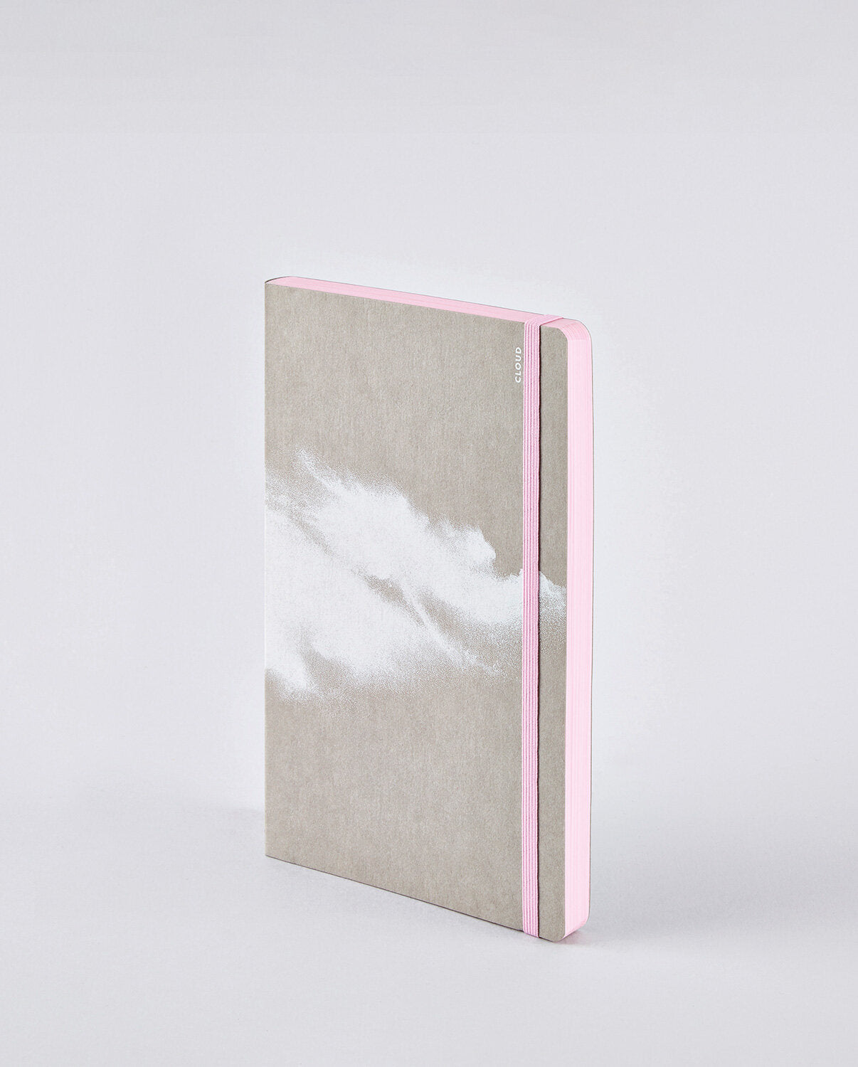 Notatnik inspiration book cloud pink z szarą okładką i różową gumką od BV JACOB COMPANY