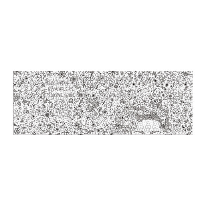 Puzzle 1000 elementów dla dorosłych Galison z czarno-białym rysunkiem kwiatów i twarzy kobiety