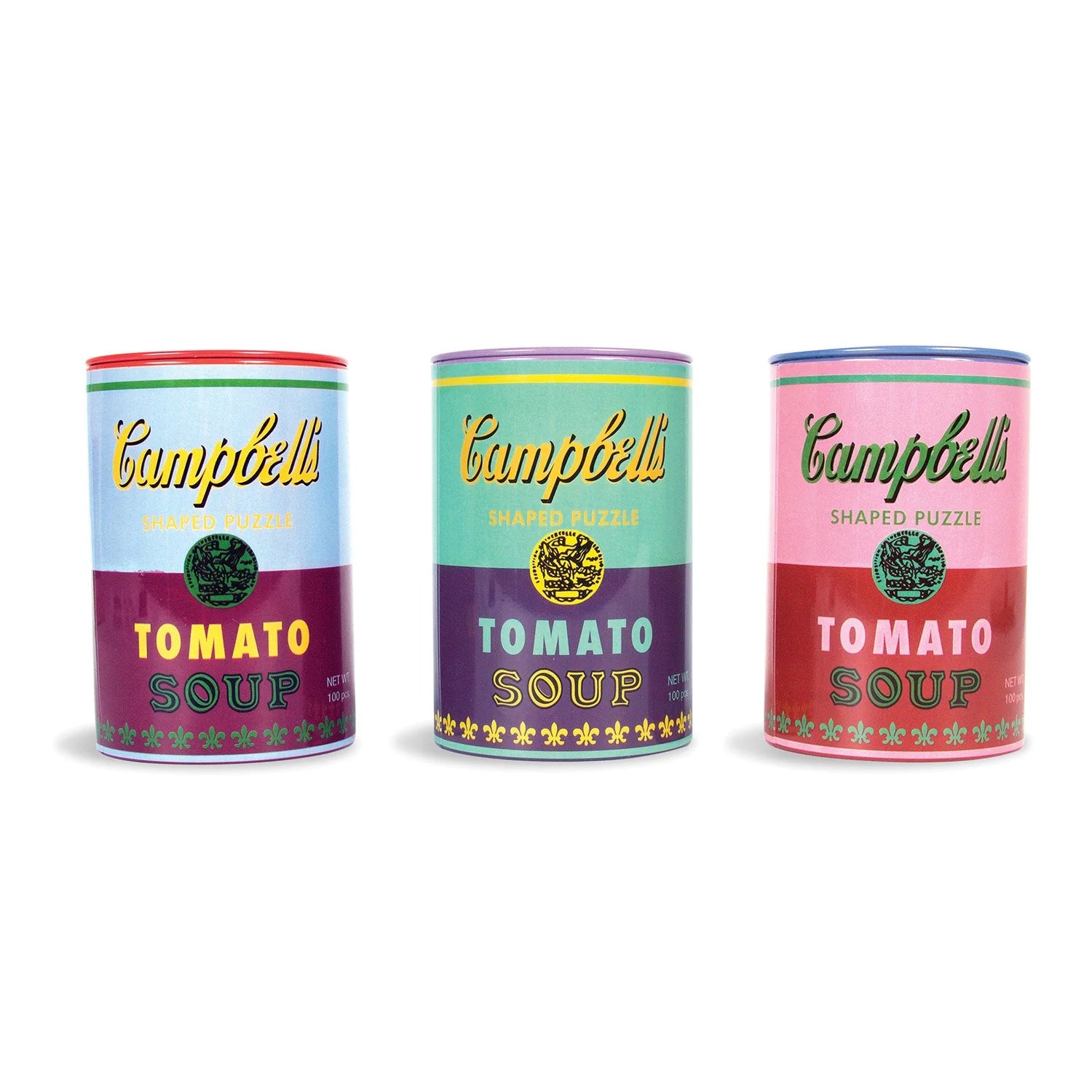 Puzzle Andy Warhol Soup Cans z trzema kolorowymi puszkami zup Campbell's w stylu pop art