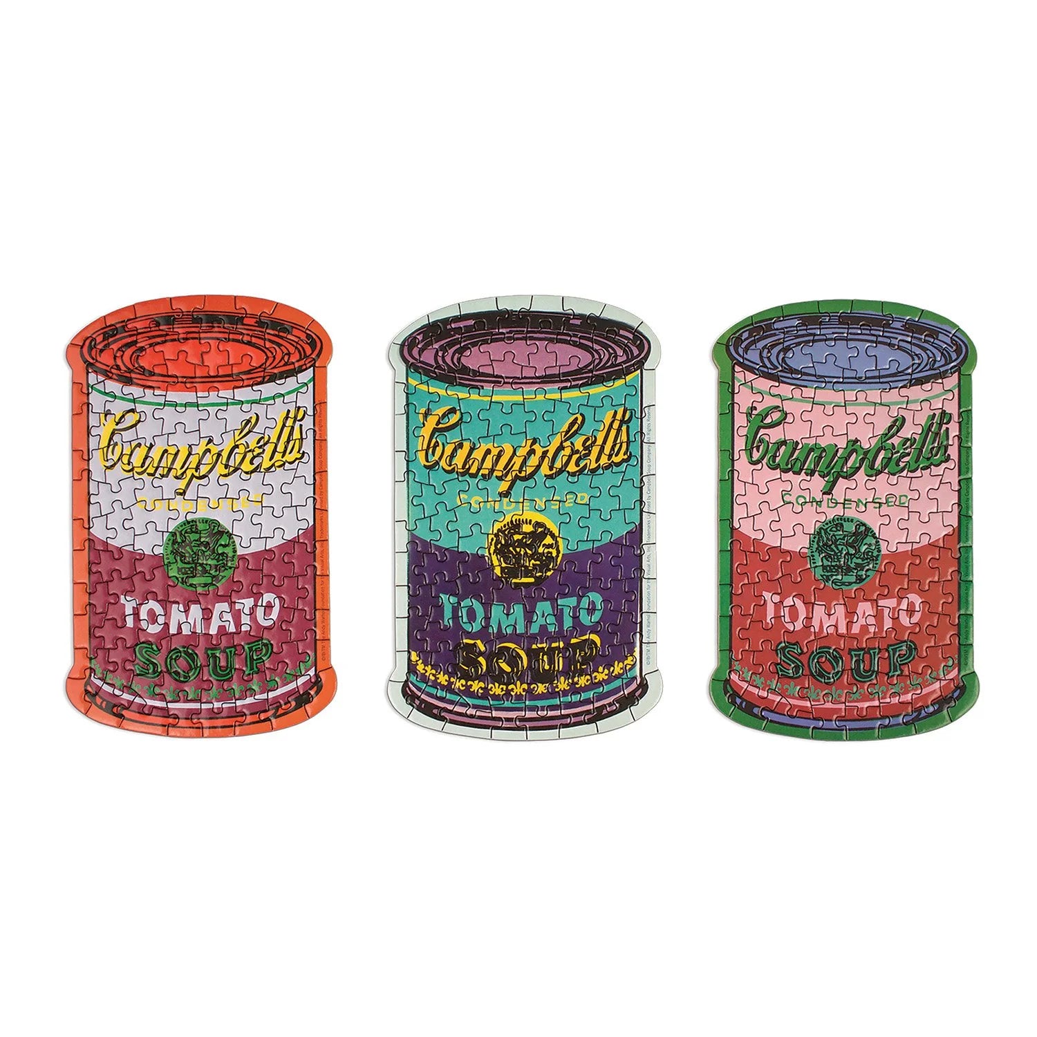 Puzzle Andy Warhol Soup Cans z trzema kolorowymi puszkami zupy Campbell od BV JACOB COMPANY