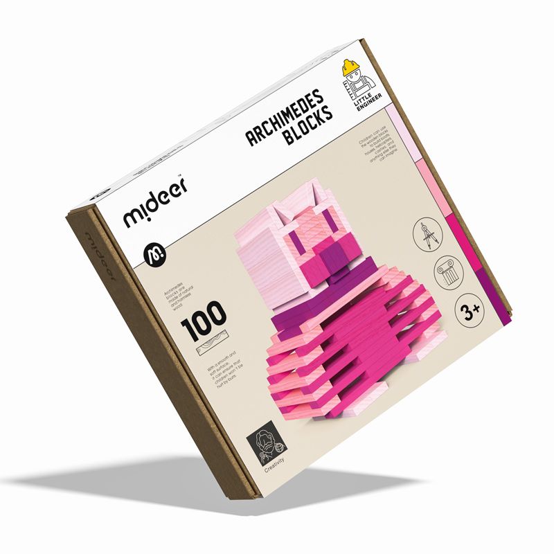 Zestaw drewniane klocki Archimedes EMS DOIY z 100 elementami do kreatywnej zabawy dla dzieci 3 plus