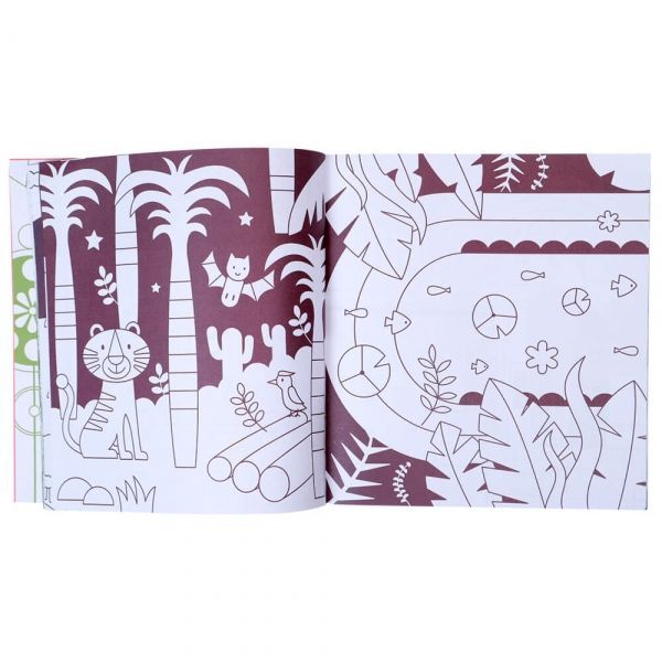 Kolorowanka dla dzieci mideer z obrazkami zwierząt i roślin do samodzielnego kolorowania