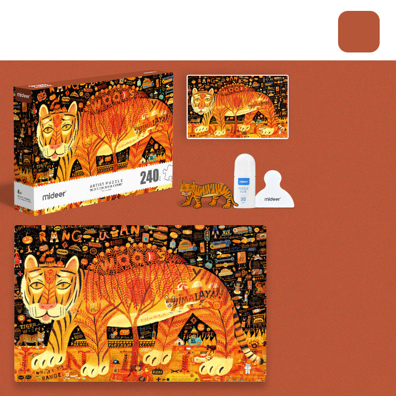 Mideer artystyczne puzzle dla dzieci z motywem kolorowego tygrysa na 240 elementów