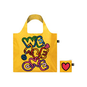 Kolorowa torba ekologiczna LOQI Craig & Karl z nadrukiem we love one o żółtym tle