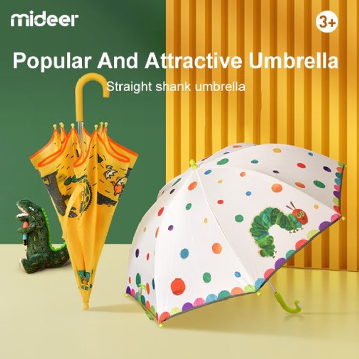 Parasolki dla dzieci z kolorowymi wzorami robaka i tygrysa na białym i żółtym tle