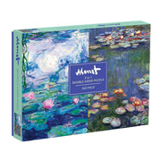 Puzzle dwustronne Monet 500 elementów z obrazami wodnych lilii na pudełku Galison