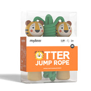 Skakanka dla dzieci mideer z drewnianymi rączkami w kształcie tygrysów i zielonym sznurem