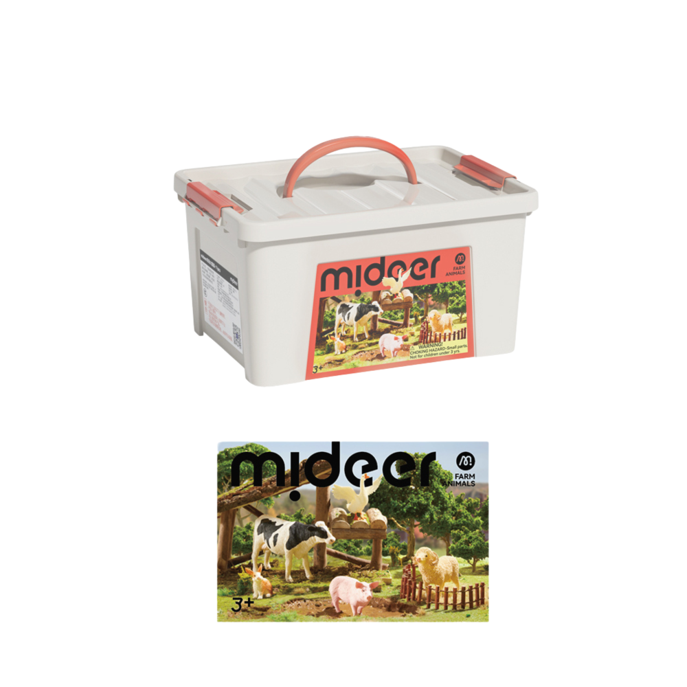 Zestaw figurek zwierząt na farmie Yamann w plastikowym pojemniku z pokrywą i uchwytem