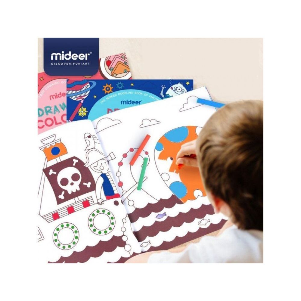 Dziecko kolorujące obrazki z kolorowanki przygody niebieskiego balona marki Yamann