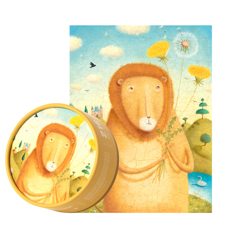 Mideer kieszonkowe puzzle artystyczne dla dzieci z ilustracją lwa trzymającego kwiaty