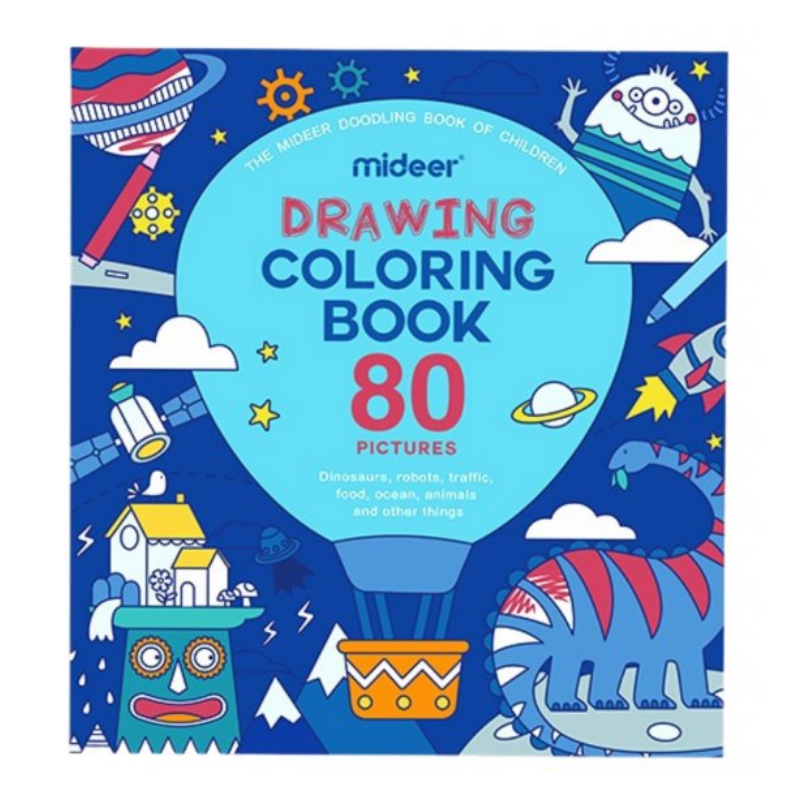 Kolorowanka przygody niebieskiego balona z 80 obrazkami do rysowania i kolorowania dla dzieci