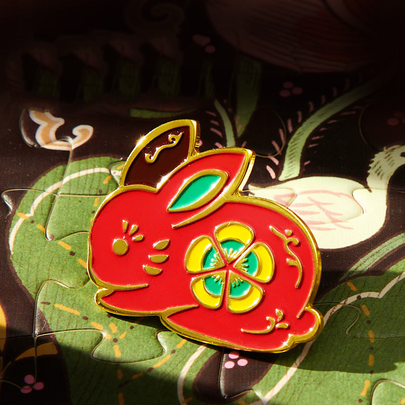 Kolorowy króliczek z motywem kwiatowym na tle zielonych puzzli artystyczne dla dzieci mideer