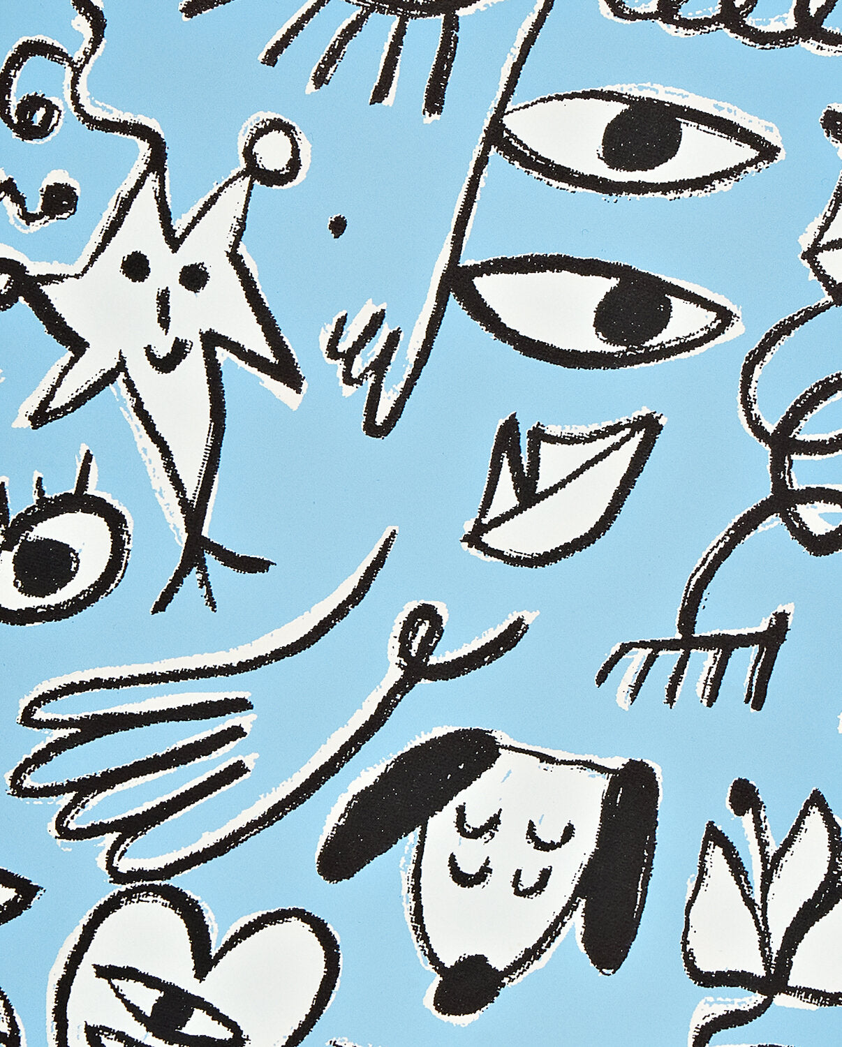 Artystyczny wzór na okładce notatnika artystycznego Day Dreamer z czarnymi szkicami na niebieskim tle