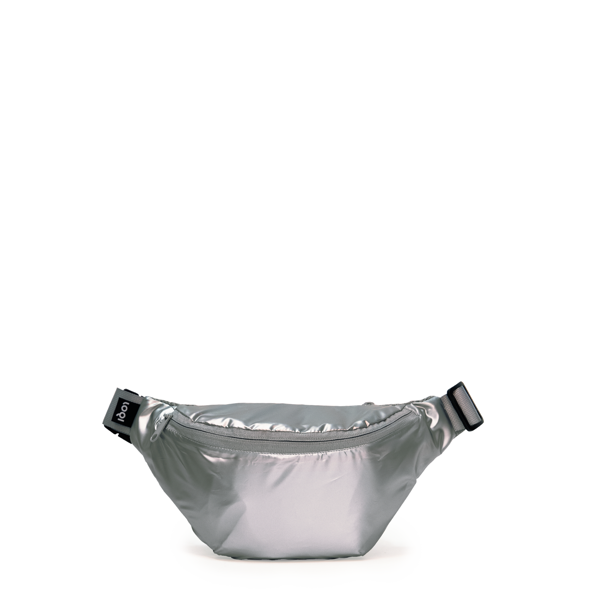 Nowoczesna nerka srebrna damska Yamann z praktycznym zamkiem i regulowanym paskiem