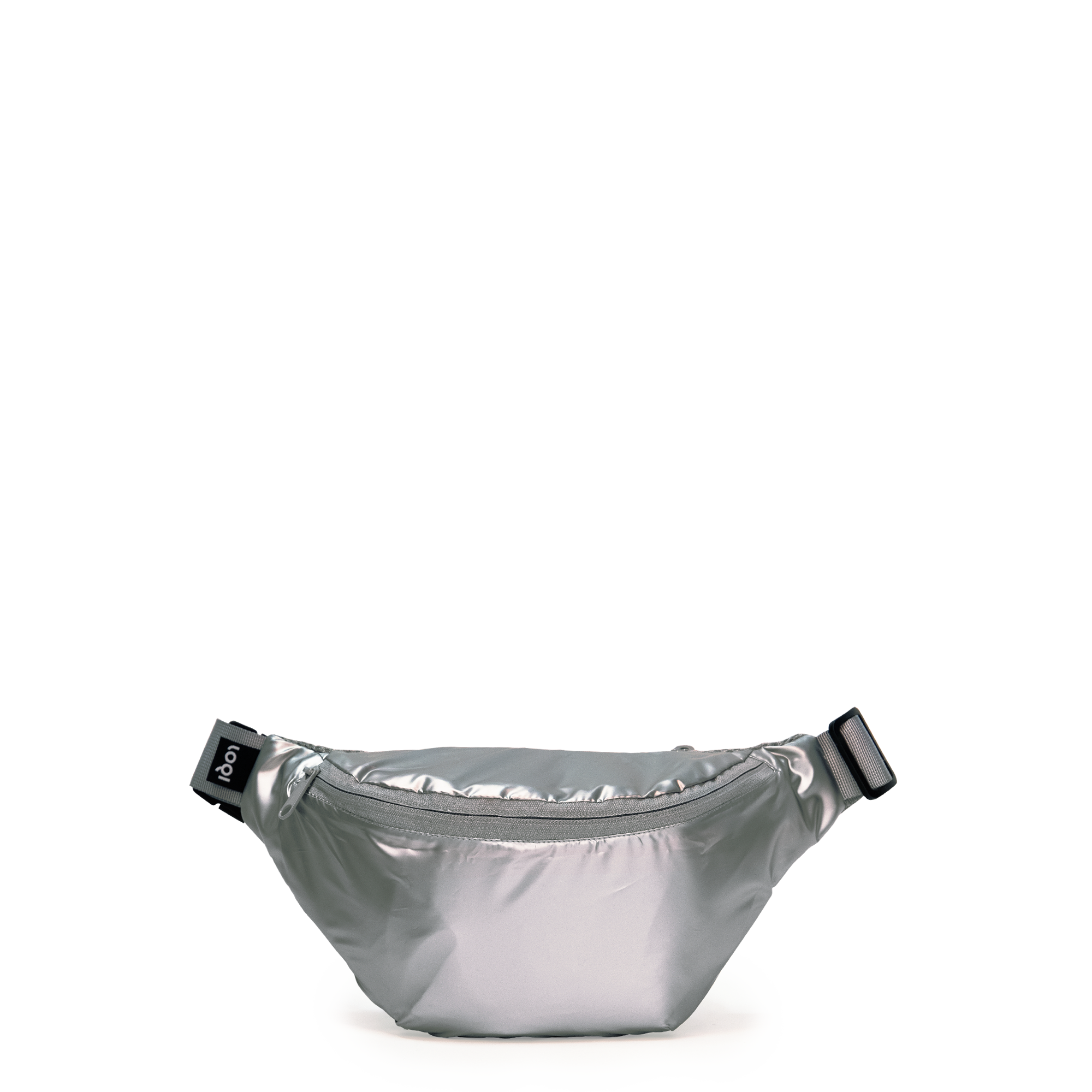 Nowoczesna nerka srebrna damska Yamann z praktycznym zamkiem i regulowanym paskiem