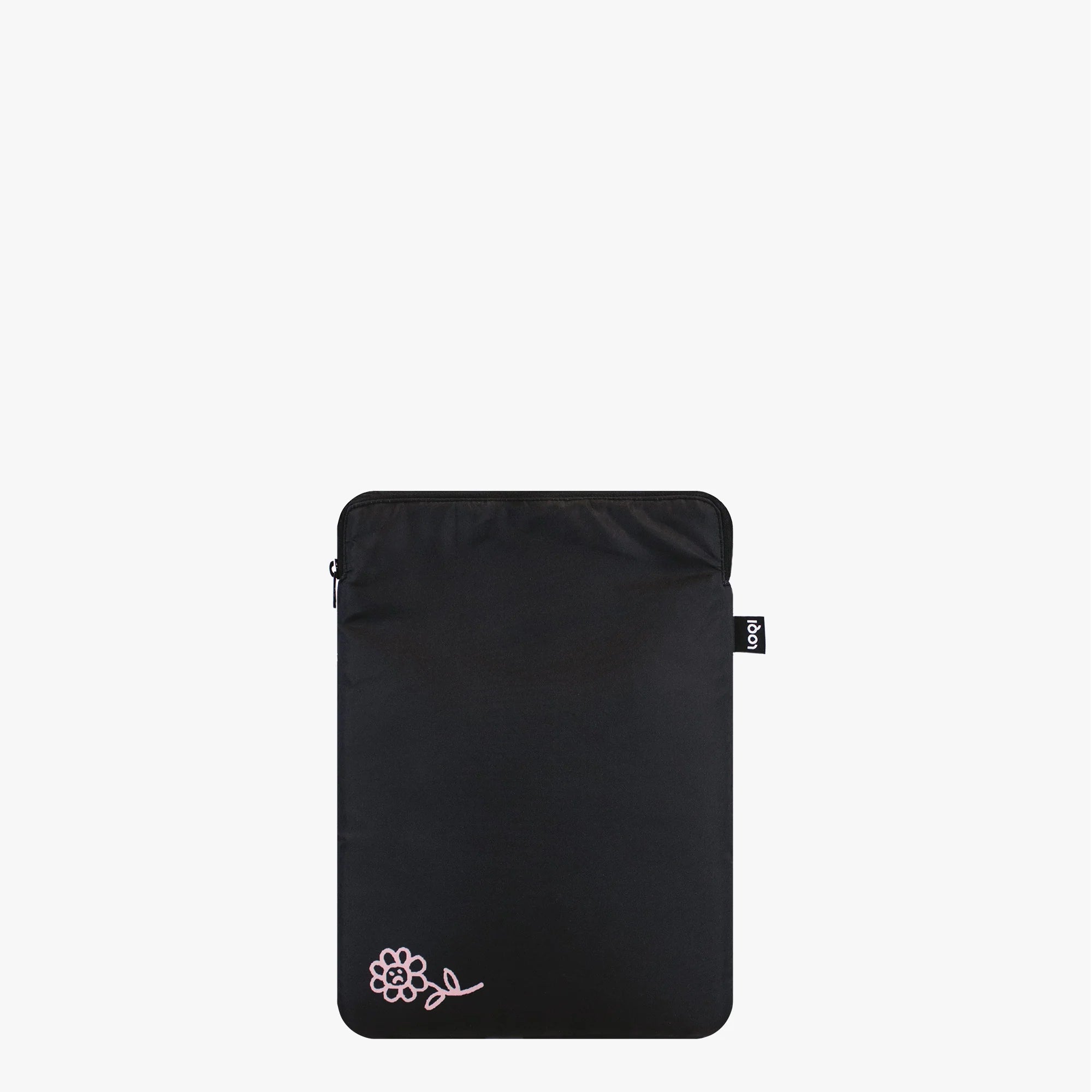 Czarna torba na laptopa Guerrilla Girls z różowym kwiatowym wzorem od Yamann