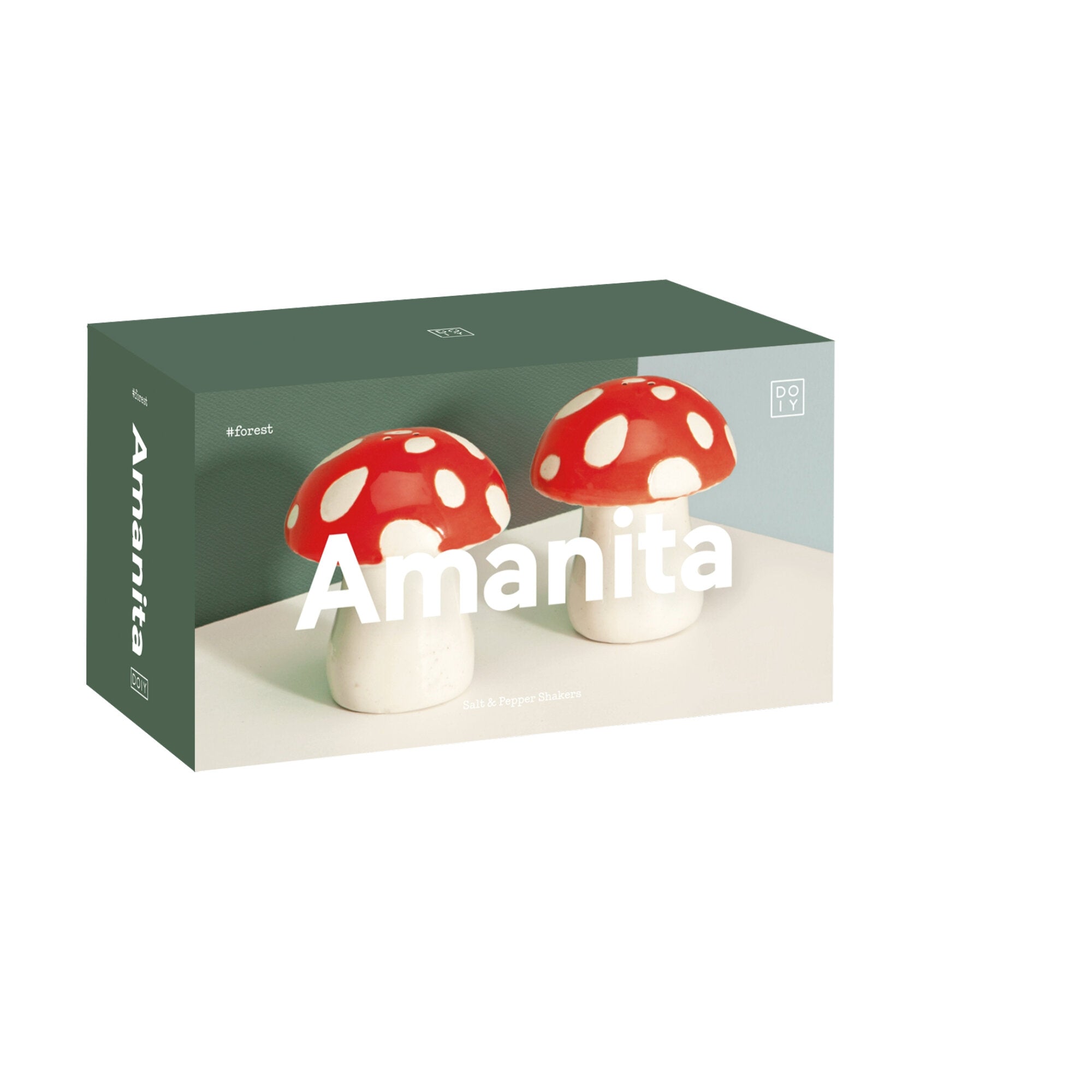 Solniczka i pieprzniczka muchomorki DOIY w kształcie czerwonych grzybów Amanita z białymi kropkami