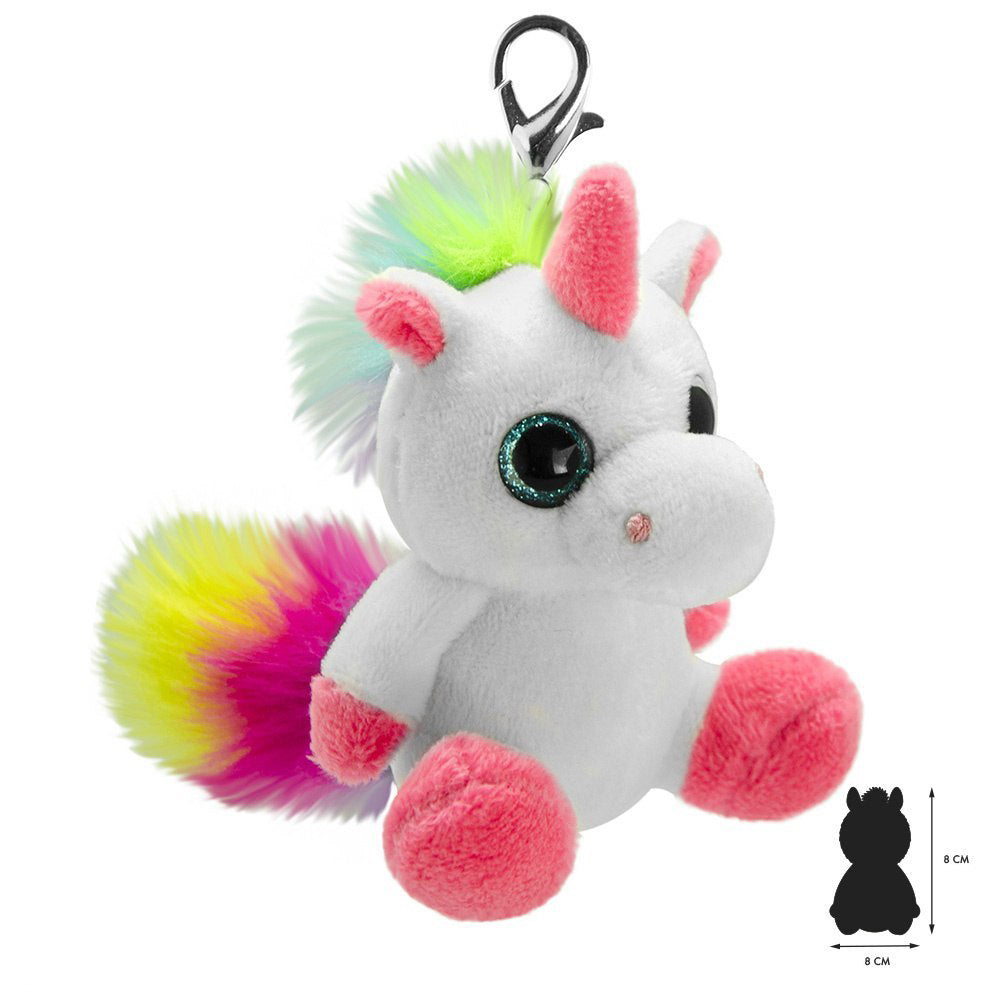 Pluszowy brelok jednorożec MOB z kolorową grzywą i różowymi elementami