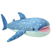 Pluszak rekin wielorybi Wild Planet w niebieskim kolorze z białymi plamkami i różowym wnętrzem pyska