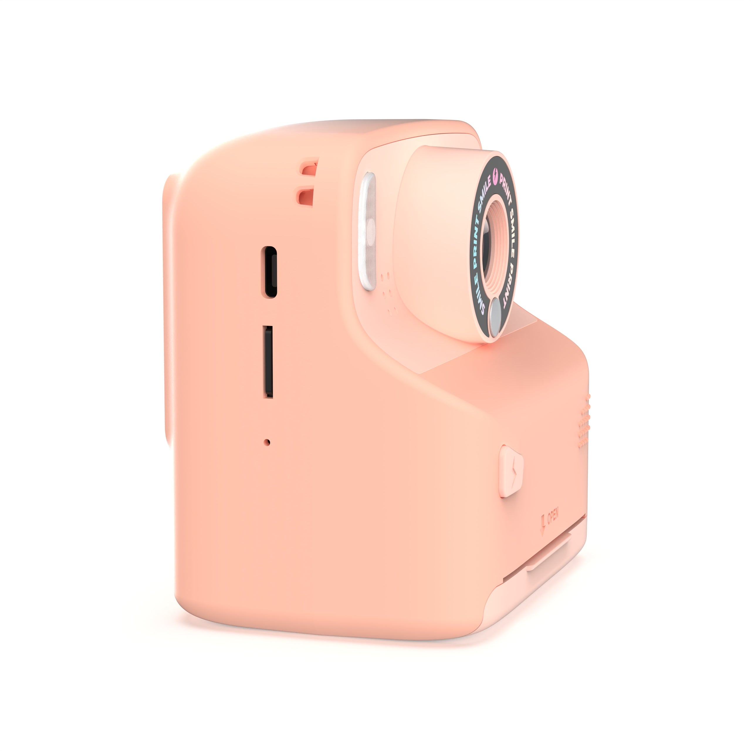 Yamann aparat cyfrowy z drukarką w kolorze brzoskwiniowym z wbudowanym obiektywem