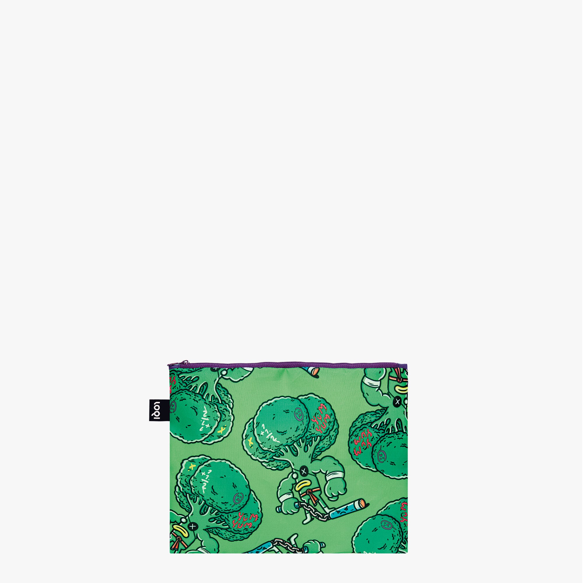 Zielona saszetka z kreskówkowymi wzorami z zestawu saszetek LOQI Brosmind od LOQI