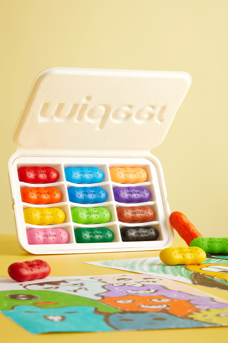 Kredki fasolki z wosku pszczelego w kolorowym zestawie do rysowania dla dzieci