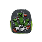 Plecak Minecraft dla dzieci z motywem Creeperów i skrzynek TNT na szarym tle