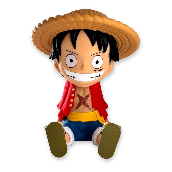 skarbonka One Piece Luffy figurka Plastoy z kapeluszem słomkowym i czerwoną marynarką
