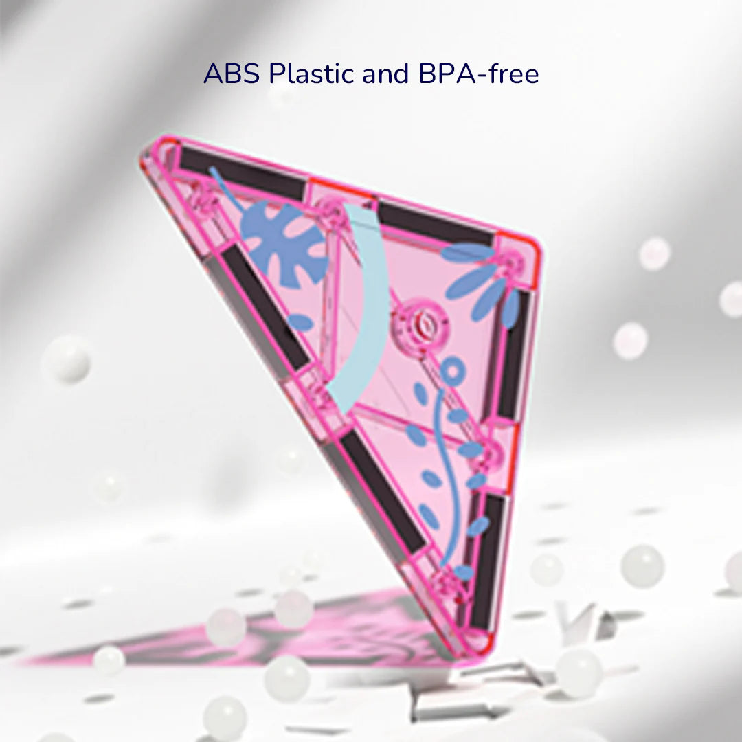 Różowy trójkątny element z tworzywa ABS do klocków magnetycznych zwierzęta WABOBA AB