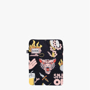 Torba na laptopa LOQI z kolorowym nadrukiem zwierzęcia i symbolami na czarnym tle