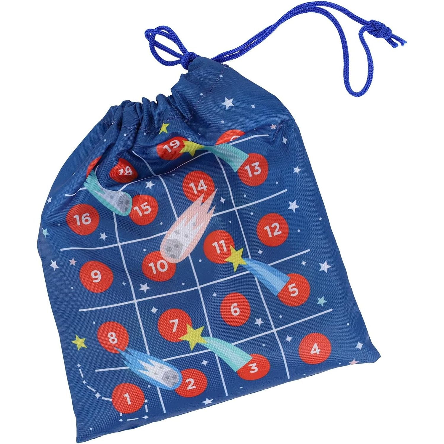 granatowy worek z motywem kosmicznym gra podróżna dla dzieci marki Yamann