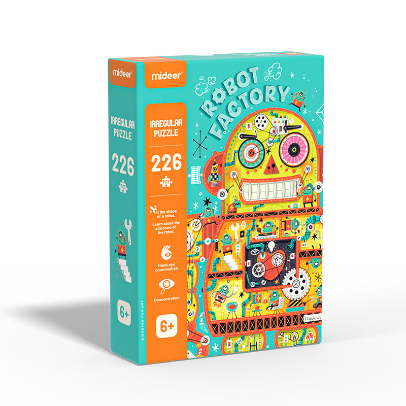 Mideer nieregularne puzzle dla dzieci Robot Factory z 226 elementami dla dzieci powyżej 6 lat