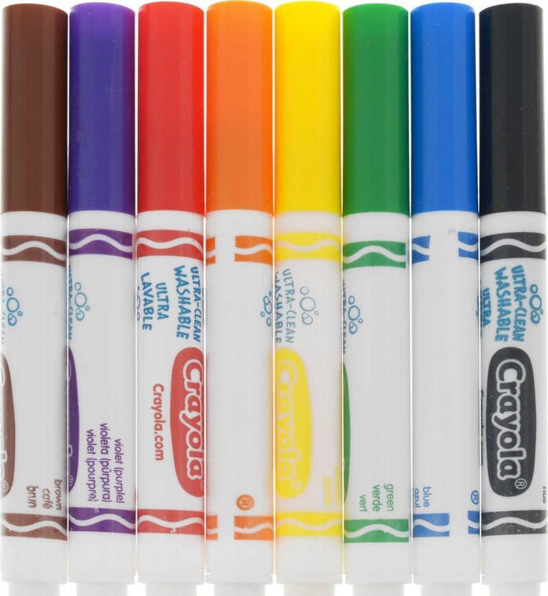 Zestaw zmywalnych markerów Crayola w siedmiu kolorach do łatwego usuwania