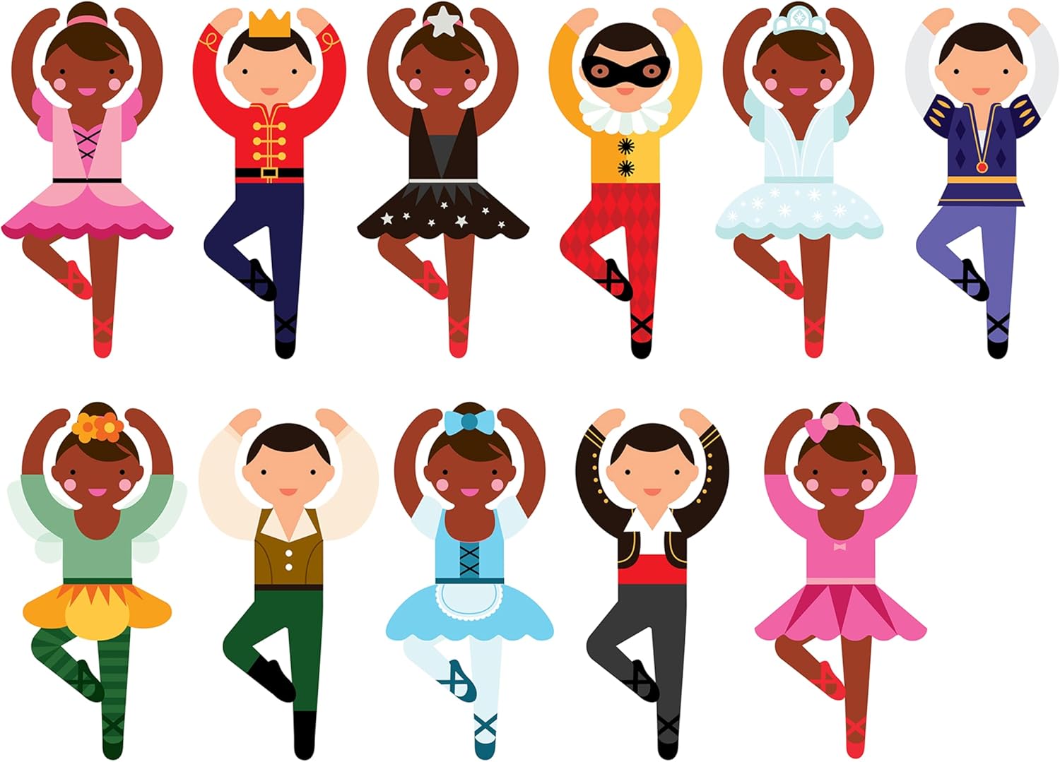 Magnetyczna układanka balet z różnorodnymi postaciami baletnic i tancerzy w kolorowych strojach