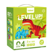 Zaawansowane puzzle dinozaury dla dzieci w kolorowym opakowaniu z trzema modelami dinozaurów