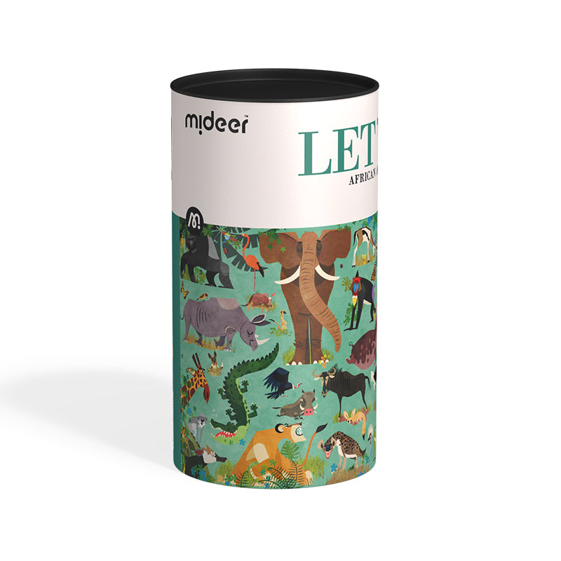 Mideer puzzle edukacyjne zwierzęta afryki w tubie z kolorowymi ilustracjami zwierząt afrykańskich