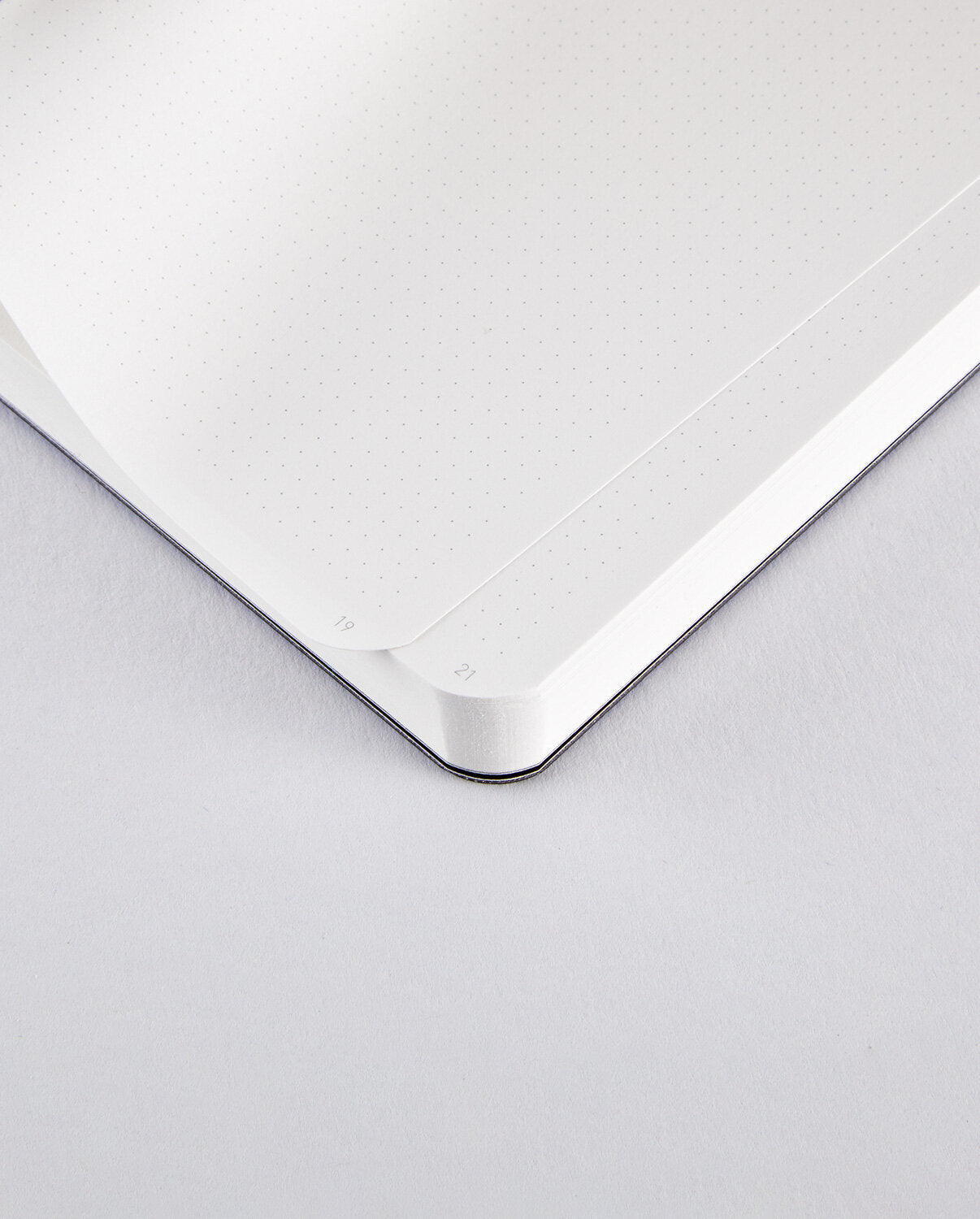 Wnętrze notatnika z kropkowanymi kartkami, notatnik niebieski Shiny Starlet S od Yamann