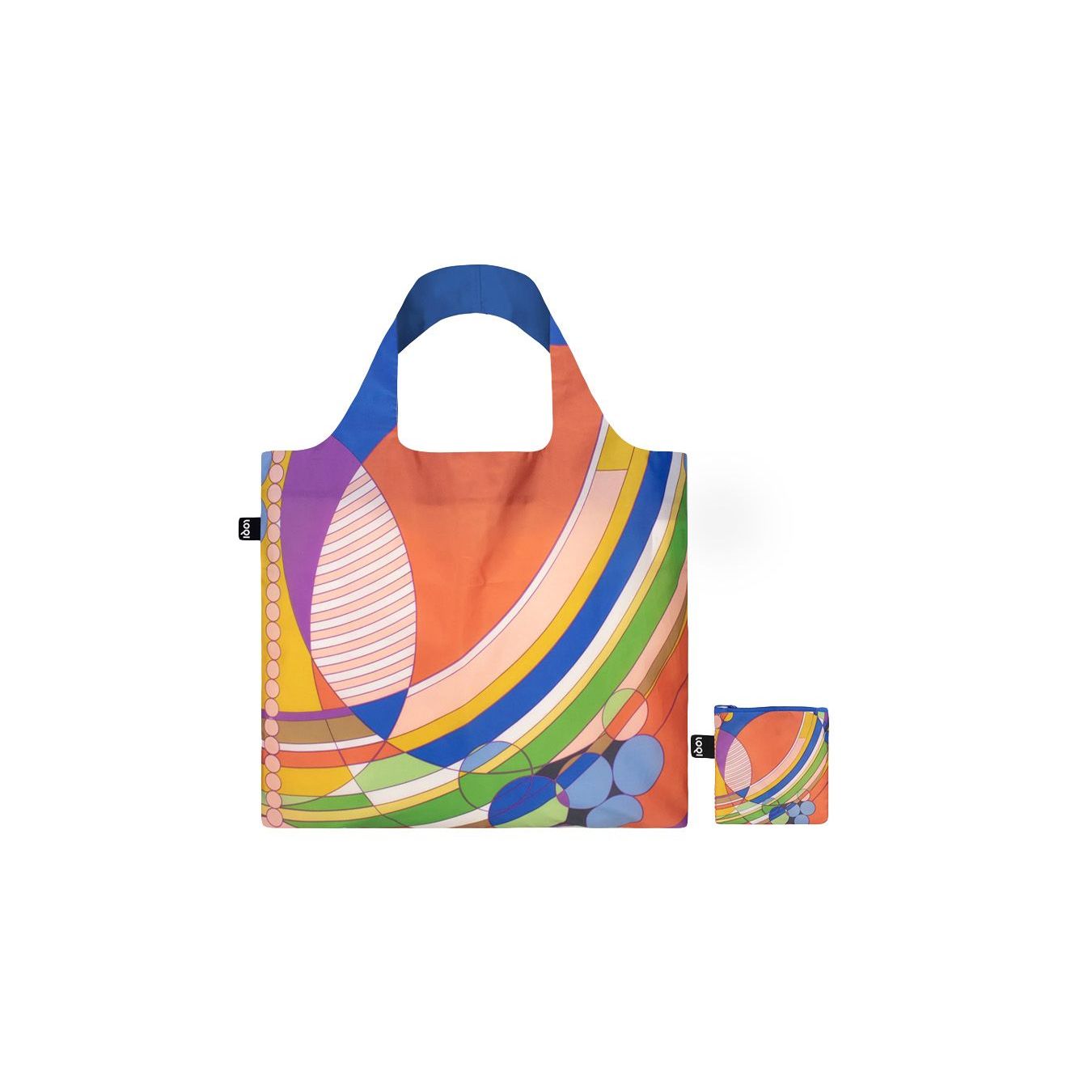 Kolorowa torba LOQI Frank Lloyd Wright z abstrakcyjnym wzorem i składanym etui