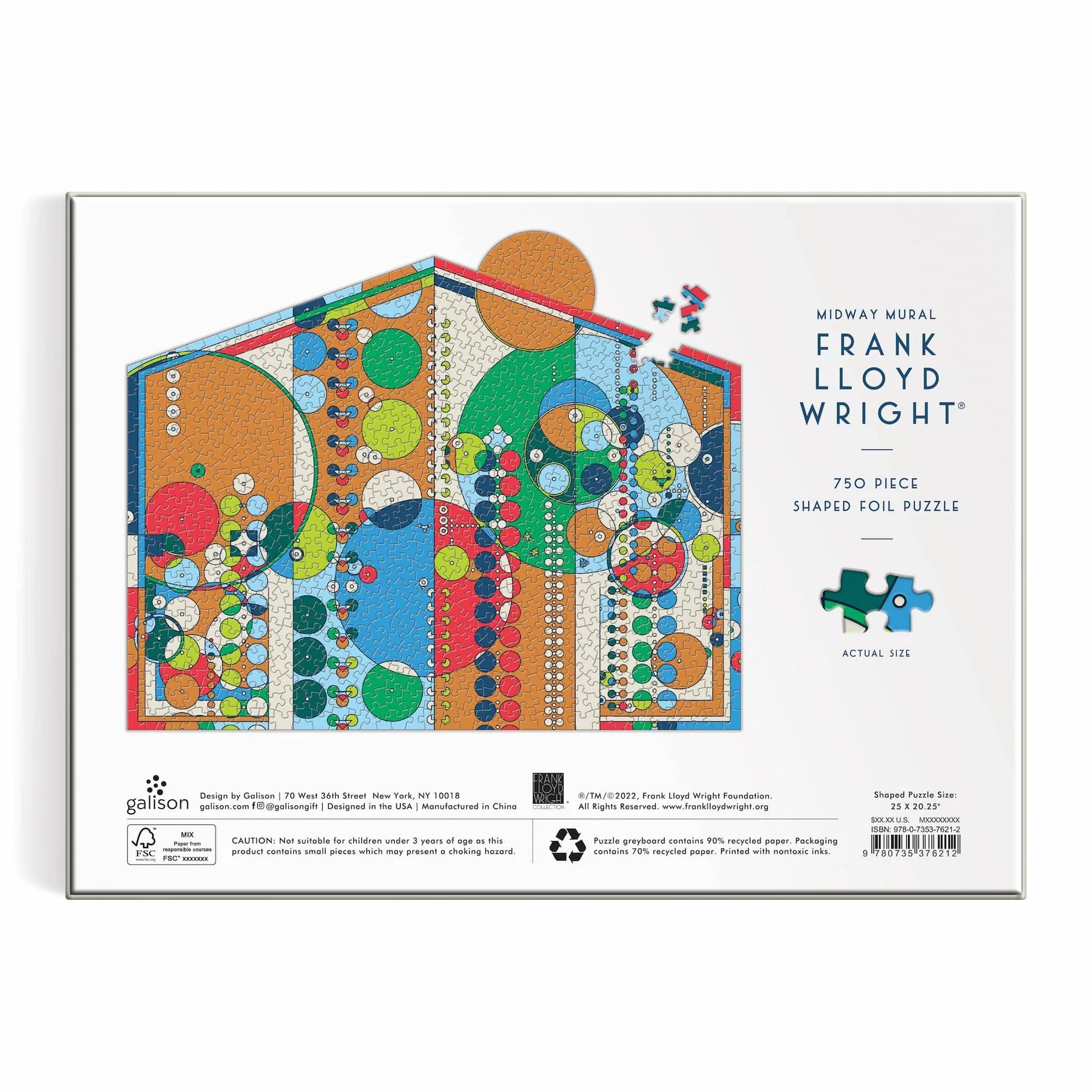 Puzzle Frank Lloyd Wright 750 elementów z kolorowym geometrycznym wzorem budynku
