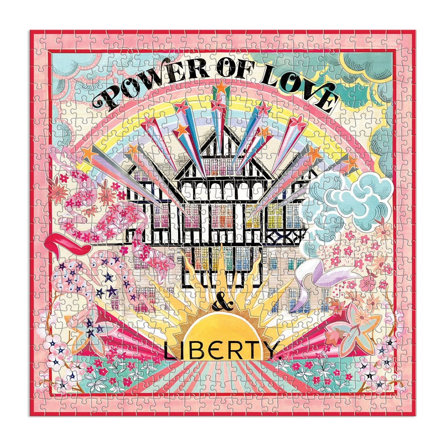Puzzle Liberty Power of Love 500 elementów z kolorową grafiką słońca, tęczy i kwiatów