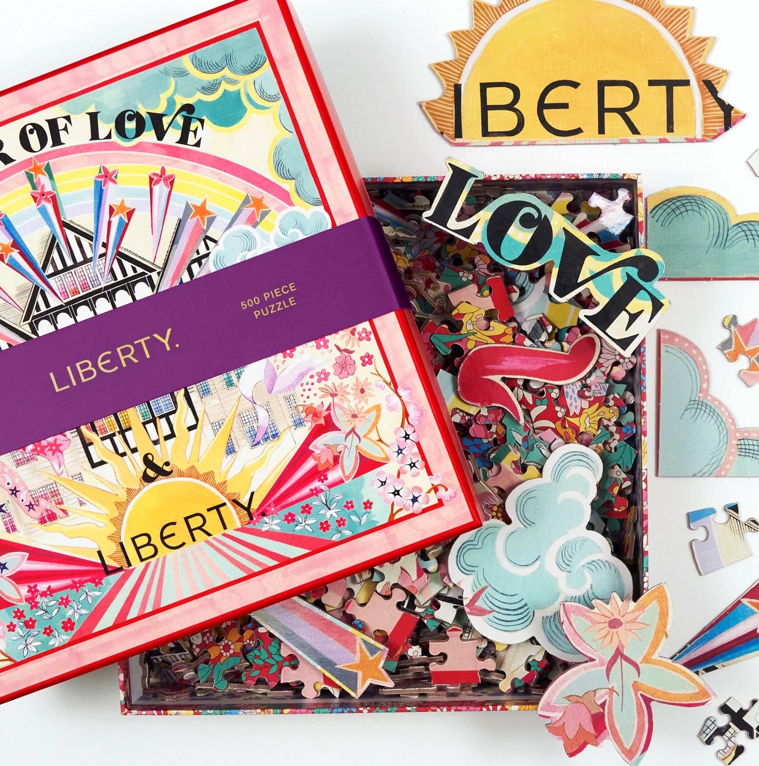 puzzle Liberty Power of Love 500 elementów z kolorowym, retro wzorem pełnym gwiazd i tęczy