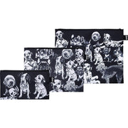 Zestaw saszetek LOQI z psami w czarno-białym kolorze o różnych rozmiarach