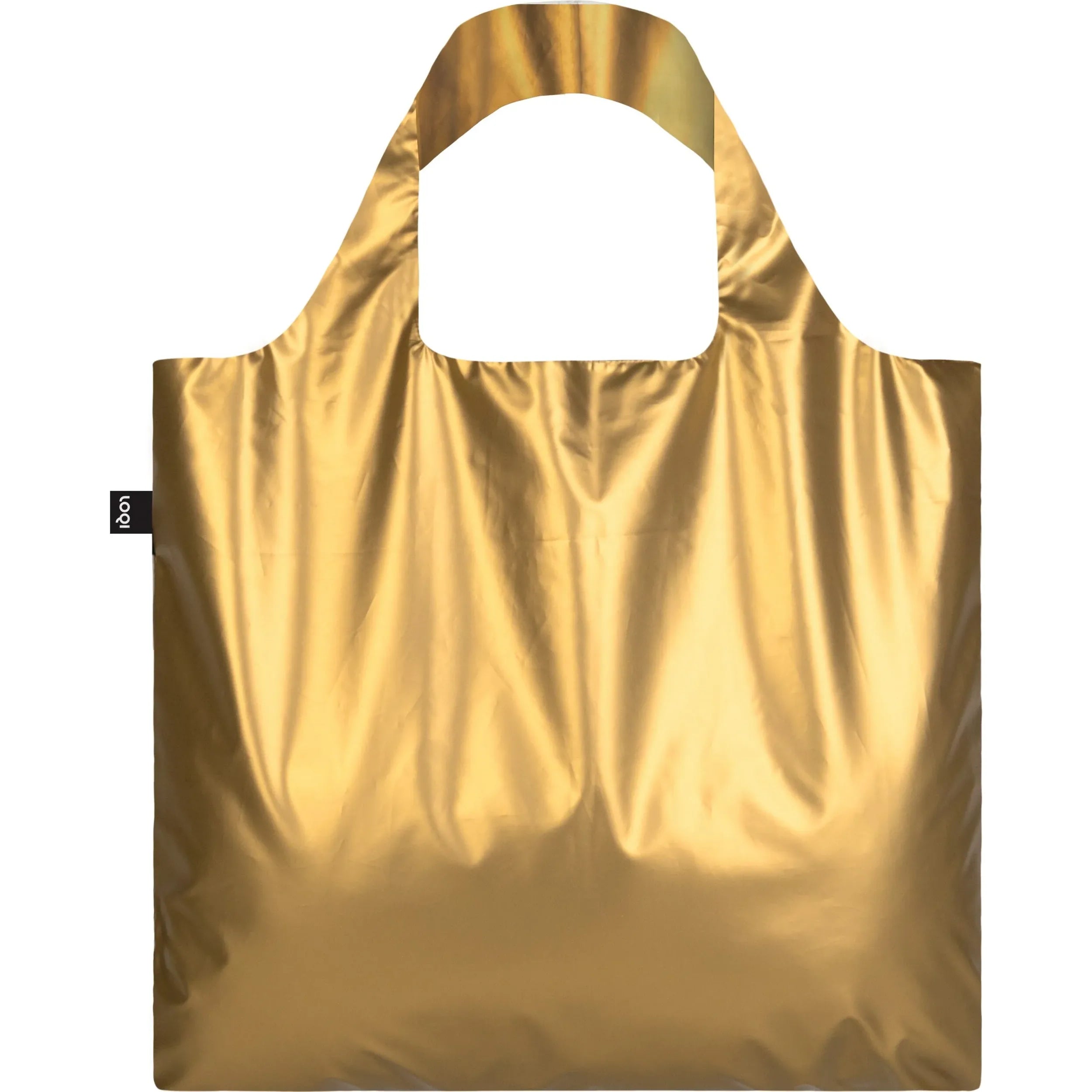 torba LOQI złota błyszcząca ekologiczna torba na ramię z szerokimi uchwytami