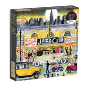 Puzzle Jazz Age 100 elementów Galison obrazek klubu jazzowego z samochodami i ludźmi