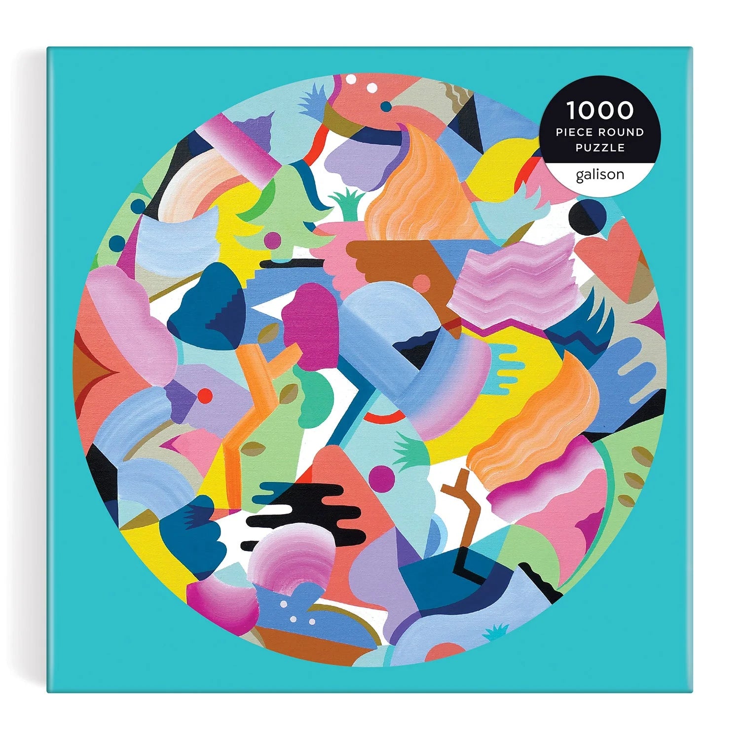 Galison kolorowe puzzle 1000 elementów dla dorosłych w okrągłym kształcie z abstrakcyjnym wzorem